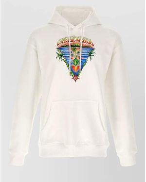 CASABLANCA Organic Cotton Printed Hoodie - White
