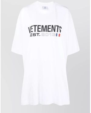 Vetements Logo Print Cotton Oversized T-Shirt - White
