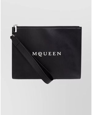McQueen Leather Clutch Bag - Black