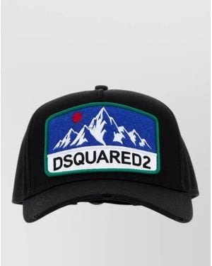 DSquared² Gabardine Baseball Cap Structured Curved Peak - Blue