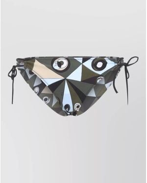PUCCI Geometric Low Rise Polyamide Bikini Bottom - Blue