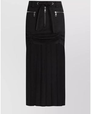 Dolce & Gabbana Silk Pleated Midi Skirt - Black