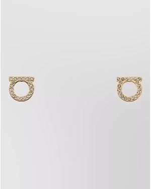 Ferragamo Embellished Metal Gancini Earrings - Natural