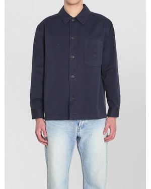 Saint Laurent Cotton Oversized Shirt Jacket - Blue