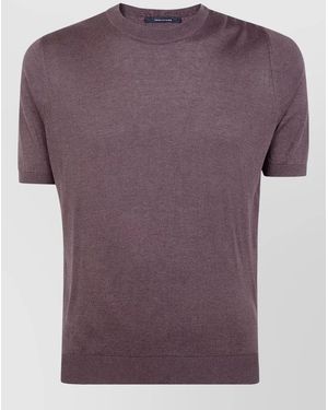 Tagliatore Crew Neck Short Sleeve Knit Jumper - Purple