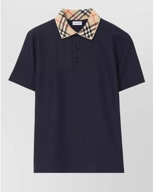 Burberry Evan Polo Shirt Short Sleeves Checked Collar - Blue