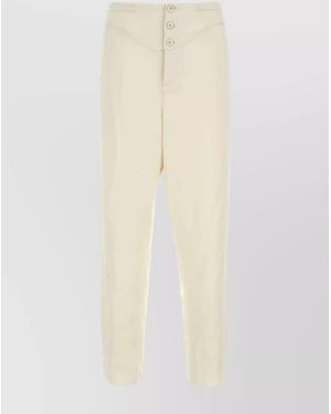 Saint Laurent Tapered Satin Trousers - White