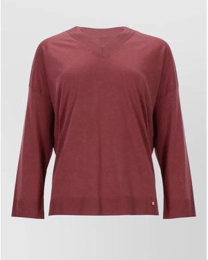 Herno Long Sleeve V Neck Knit Top - Red