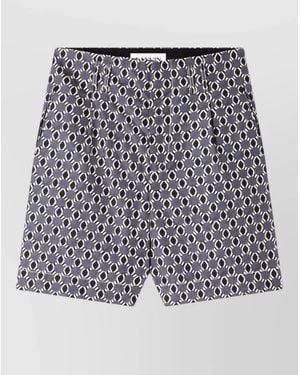 Lanvin Pleated Front Shorts Geometric Pattern - Black