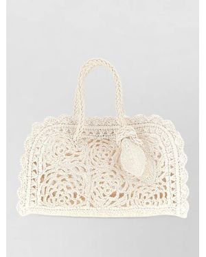 Jacquemus Turismo Crochet Beach Bag Top Handles Strap - Natural