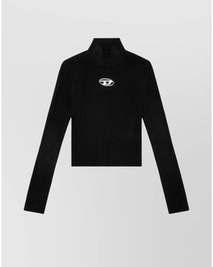 DIESEL Ribbed Slim-Fit High-Neck Knitted Top - Black