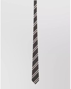 Saint Laurent Silk Jacquard Striped Tie - White