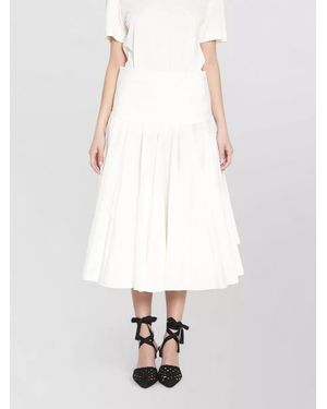 Jacquemus Draped Midi Skirt Godet Panels Detail - White