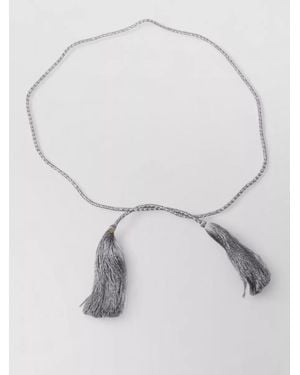 forte_forte Crystal Tassel Braided Waist Hair Belt - Gray