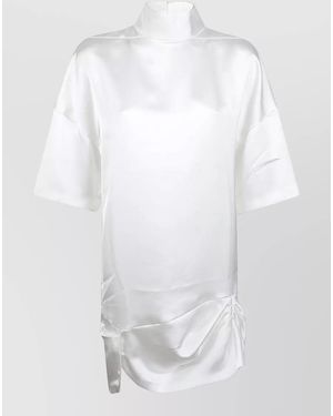 IRO Tikka Draped Detail High Neckline Dress - White