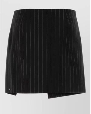 Sportmax Virgin Wool Pinstriped Low-Rise Wrap Mini Skirt - Black