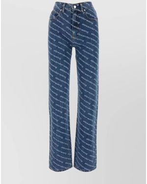 Alexander Wang Printed Denim Mid-Rise Straight-Leg Jeans - Blue