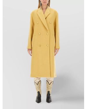 Isabel Marant Cashmere Wool Double Breasted Coat - Yellow