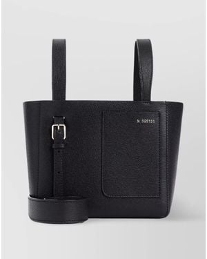 Valextra Mini Bucket Bag External Pocket - Black