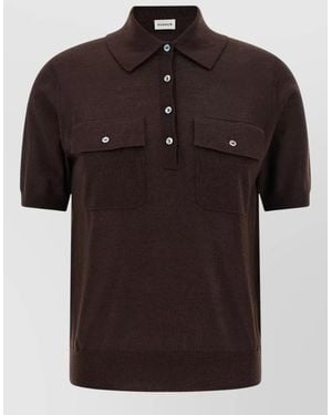 P.A.R.O.S.H. Linfa26 Knit Polo Shirt Chest Pockets - Black