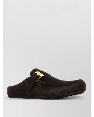 Tod's Suede Slippers Buckle Detail Rubber Sole - Multicolor