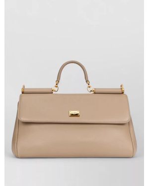 Dolce & Gabbana My Sicily Calfskin Shoulder Bag - Natural