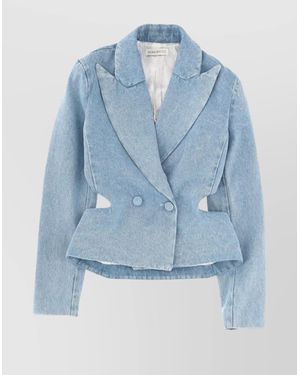 Nina Ricci Cotton Cutout Fitted Jacket - Blue