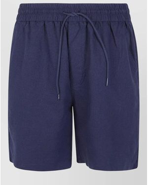 Les Deux Otto Linen Beach Shorts Side Pockets - Blue