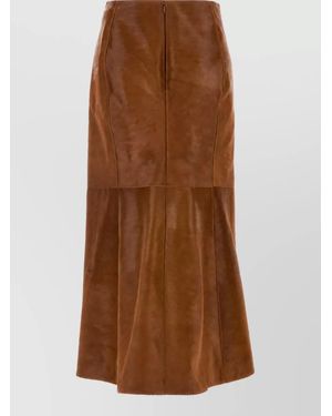 Alaïa Leather Pencil Skirt - Brown