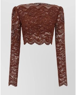 Rabanne Lace Cropped Blouse - Brown