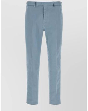 PT Torino Stretch Cotton Tailored Trousers Front Crease - Blue