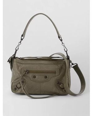 Balenciaga City Moto Mini Leather Shoulder Bag - Grey