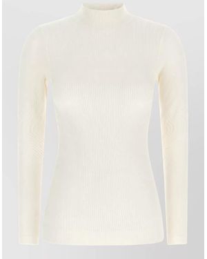 Perfect Moment Ribbed High Neck Thermal Jersey Top - Natural