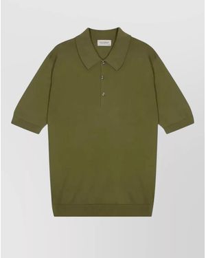 John Smedley Cotton Knit Shirt Polo Collar - Green