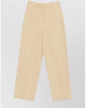 DUNST Wide Leg Chino Trousers Belt Loops - Natural