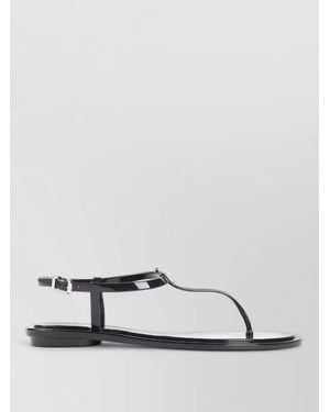 Mach & Mach Double Bow Rubber Thong Sandals Ankle Strap - Metallic