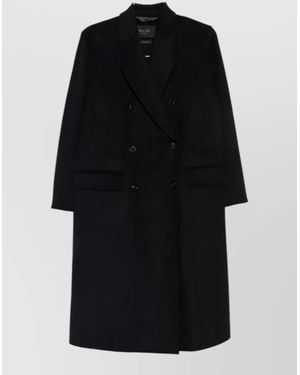 Paltò Wool Double-Breasted Coat - Black