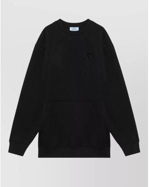 Prada Long Sleeve Crew Neck Top Pocket - Black