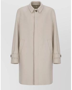 Lardini Long Sleeve Wool Coat Straight Cut - White