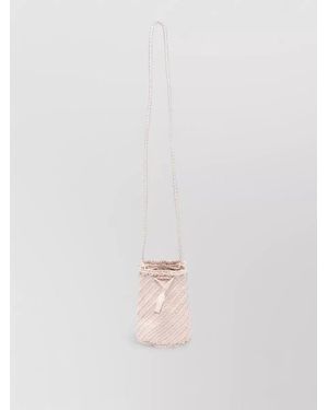 Dragon Diffusion Pompom Bucket Crossbody Bag Tassel Strap - White
