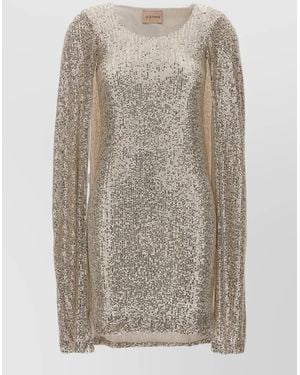 Le twins Long Sleeve Round Neck Sequin Dress - Multicolor