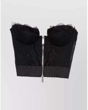 DSquared² Strapless Lace Cropped Corset Top - Black