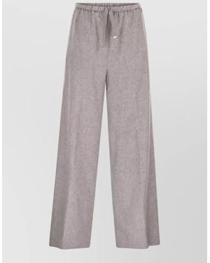 Herno Silk Cashmere Wide-Leg Pants - Gray