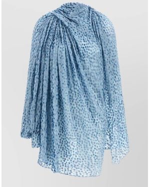 Kiko Kostadinov Silk Viscose Devoré Asymmetric Draped Midi Dress - Blue