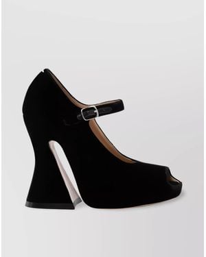 Maison Margiela Velvet Peep-Toe Sandals - Black