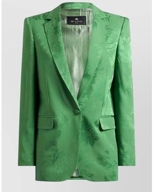Etro Jacquard Double-Breasted Blazer - Green