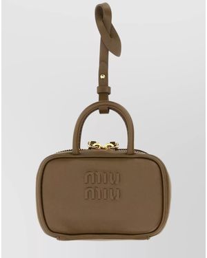 Miu Miu Leather Beau Keyring - Natural