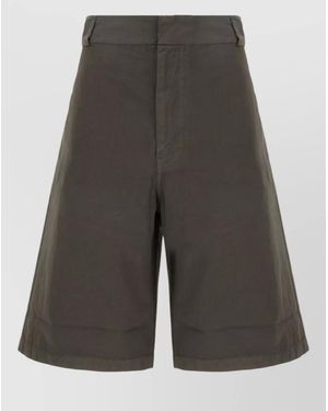 Fear Of God High Waist Cotton Bermuda Shorts Wide Leg - Grey