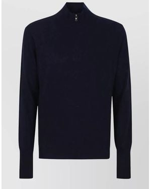Ballantyne Cashmere Ribbed Half Zip Jumper - Blue