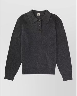 THE GARMENT Polo Shirt Como Collared Ribbed Cuffs Hem - Gray
